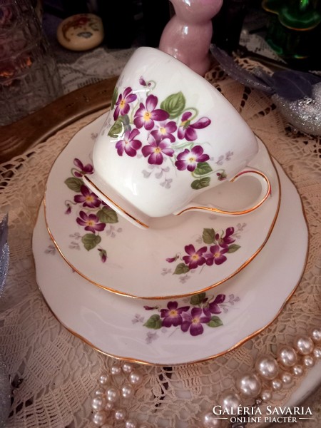Duchess violet porcelain tea trio