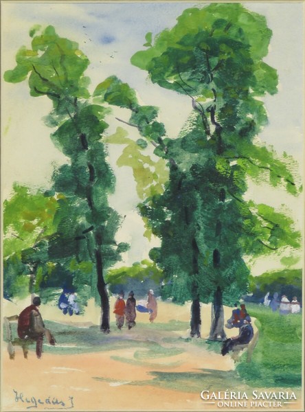 Violinist i. Signed Hungarian artist: in the park
