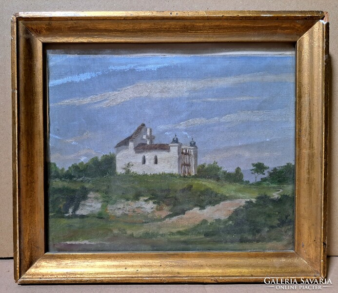 Church oil painting with frame