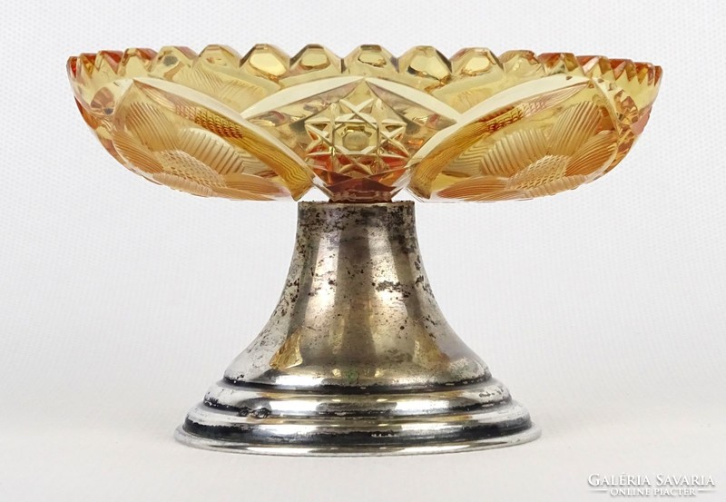 1N612 old small silver base crystal table offering