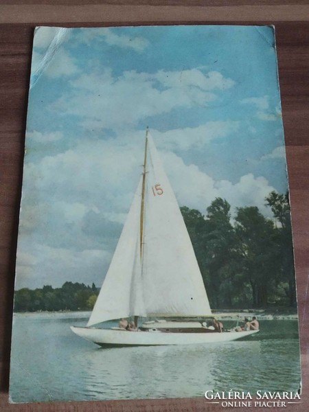 Régi képeslap,Vitorlás a Balatonon, 1960-as évek
