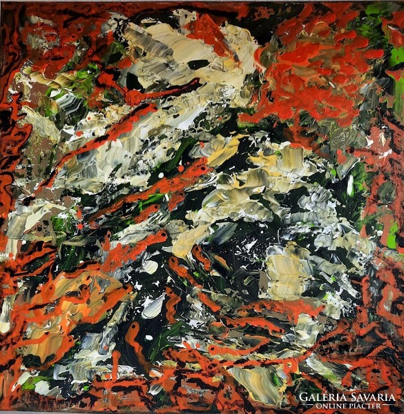Zsm abstract painting, 40 cm/40 cm, canvas, acrylic, painter's knife - conception
