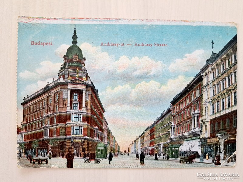 Budapest, Andrássy út, régi, antik képeslap, 1912