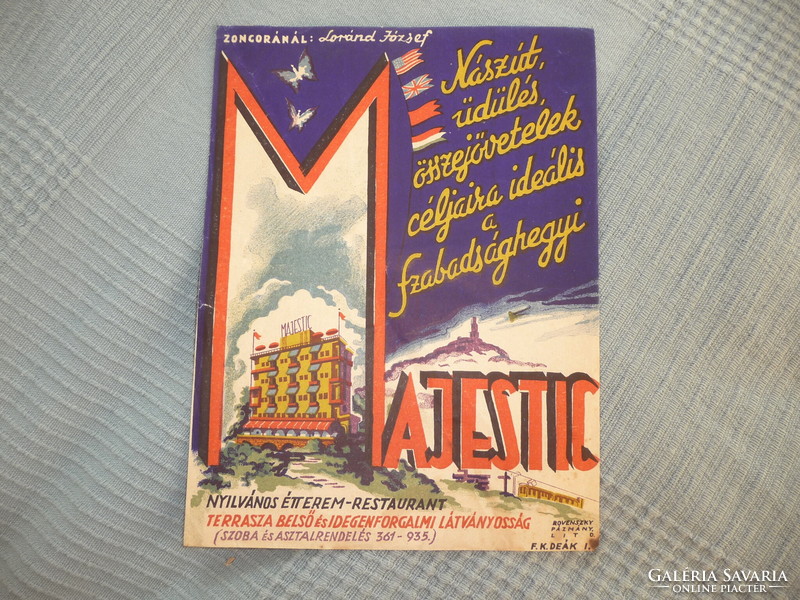 Régi villamos plakát kisplakát háború előtti plakát Majestic szálló reklám plakát Rovenszky lito