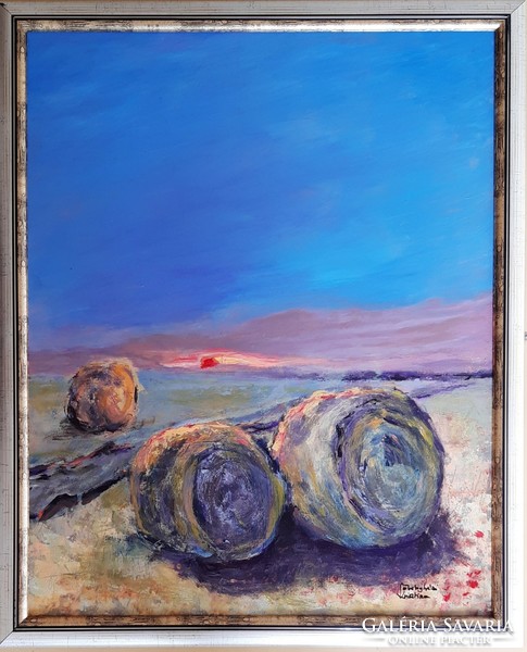 Straw bales, contemporary acrylic painting, 50x40, painter: kristina sévényházi