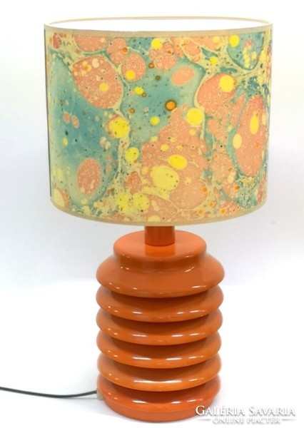 Mid century vintage, retro orange metal design lamp with unique shade - 50095