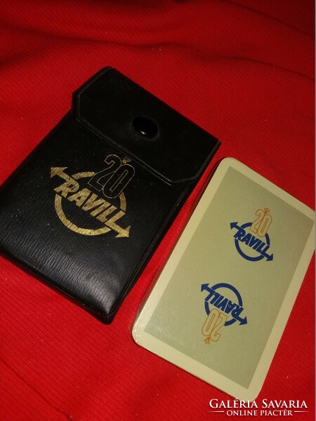 Retro 1971. Ravill 20 years old never played card factory Hungarian card with leather box, nice condition