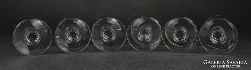 1N611 Régi art deco talpas csiszoltüveg likőrös pohár készlet 6 darab