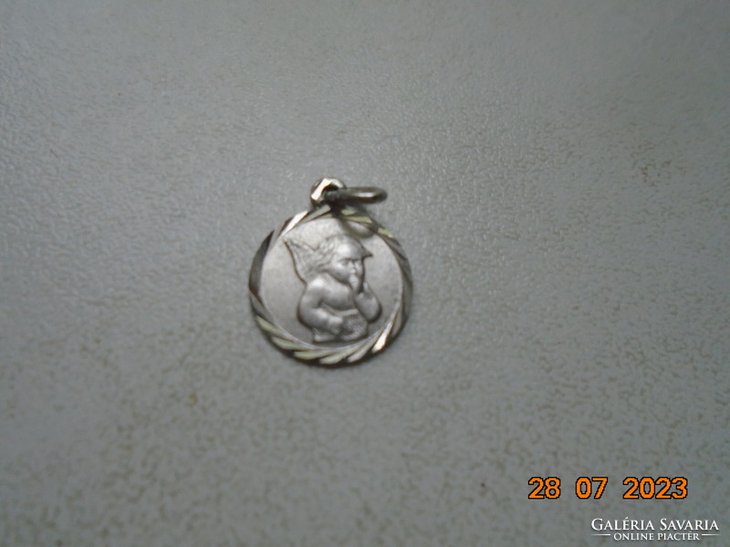 Antique silver embossed angel pendant