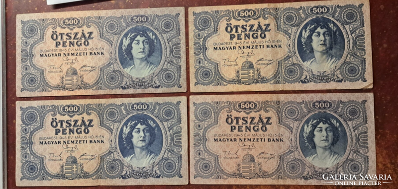 4 Pieces of five hundred pengő 1945. (2)