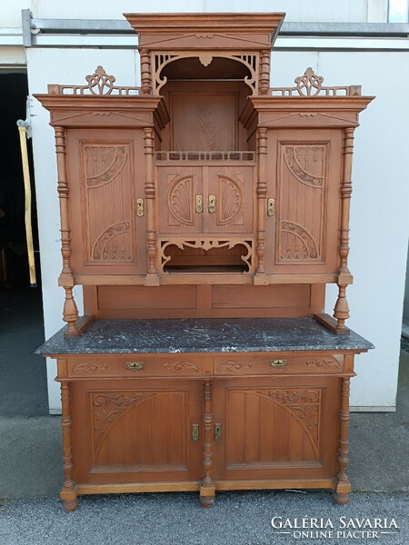 Large tin German sideboard with marble top