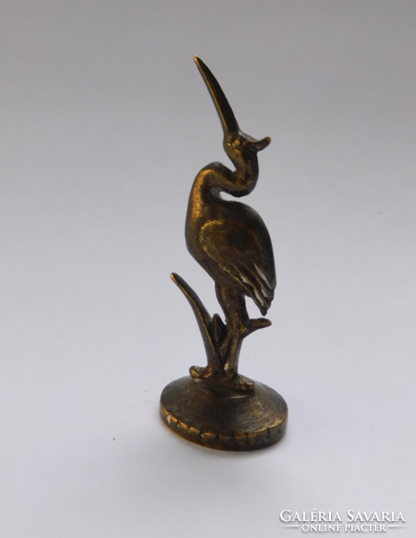 Miniature brass heron statue 6 cm