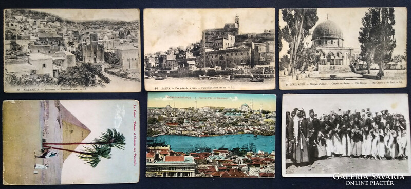 55 Middle Eastern themed postcards (Palestine, Egypt, Turkey)