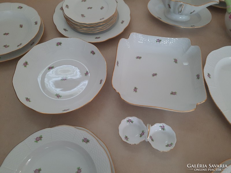 Herend mauve porcelain tableware with flower pattern