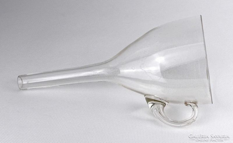 1N644 antique winemaking accessory blown glass funnel with handle 18.5 Cm