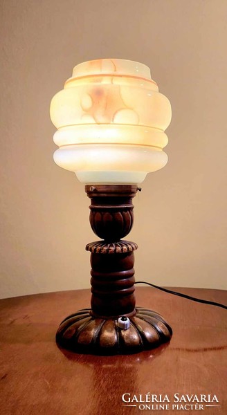 Antique copper table lamp, converted