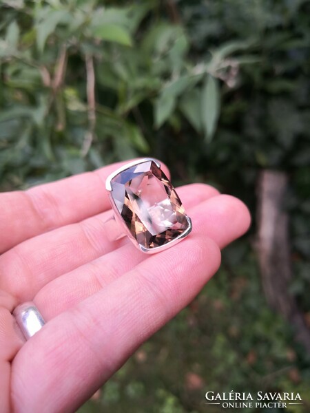 Gyönyörű füstkvarc ezüst gyűrű