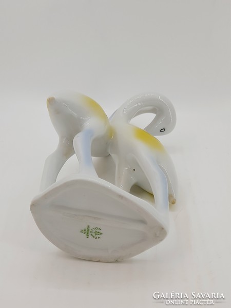 Hollóházi porcelán art deco madár pár, kócsagok, 20,5 cm