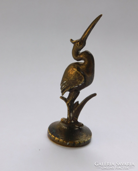 Miniature brass heron statue 6 cm