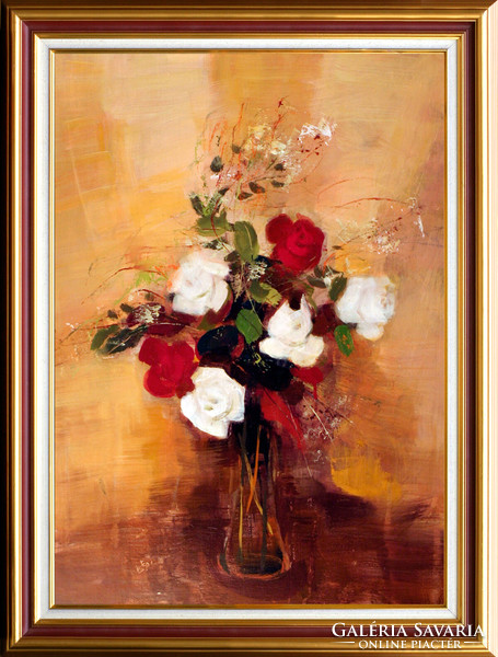 Ervin Balogh: Colorful roses - framed 80x60cm - artwork: 70x50cm - 166/1507