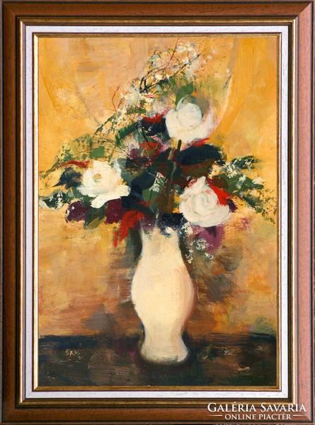 Ervin Balogh: Bouquet of roses - framed 70x50cm - artwork: 60x40cm - 166/892