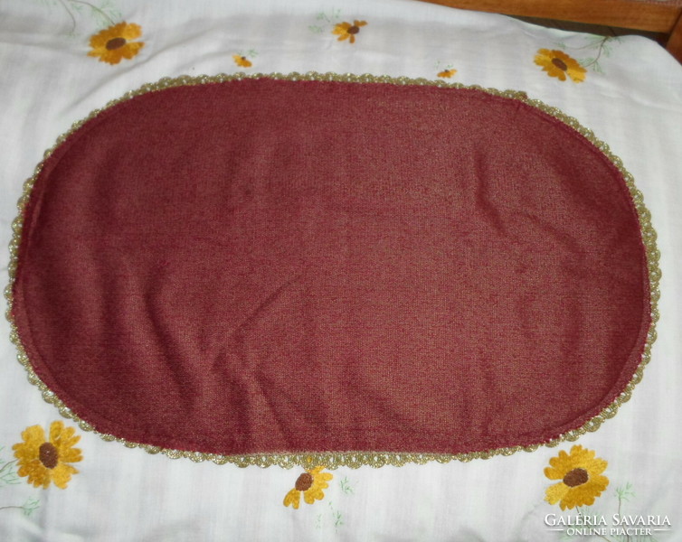 Retro velvet tablecloth 2.: Burgundy, oval