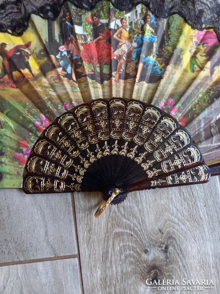 Beautiful old linen fan ii. (43.7X25 cm)
