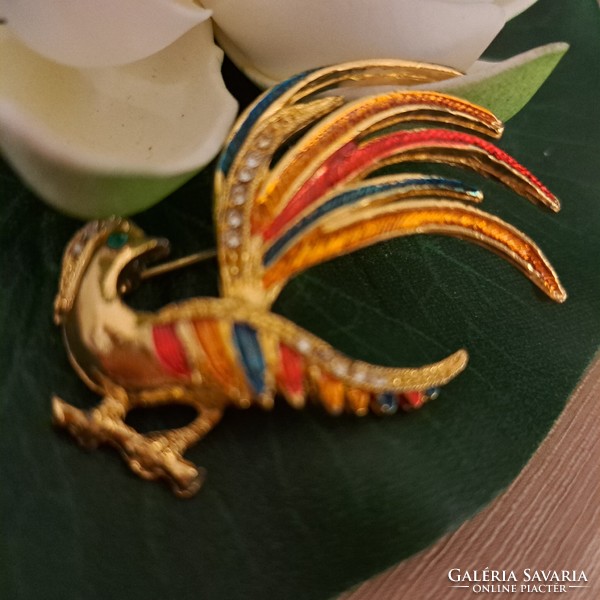 Gold-plated fire enamel brooch 3.5 cm