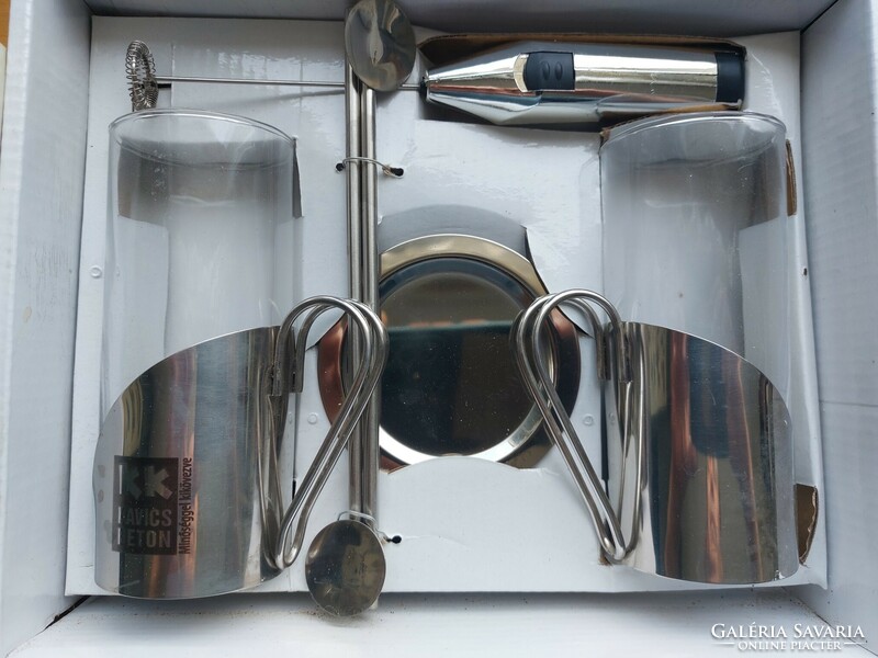 Stainless steel coffee set for two in a gift box