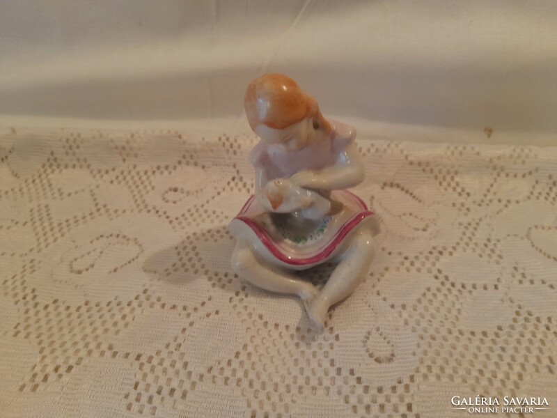 Drasche or quarry or Kispest porcelain girl with doll
