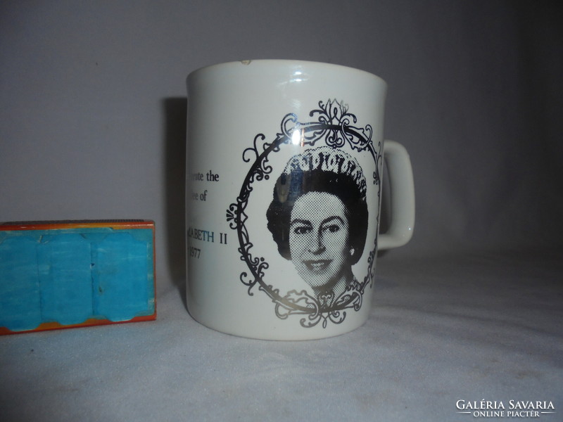 H M Queen Elizabeth II. Silver Jubilee 1952-1977 Stafford angol porcelán emlék csésze, bögre