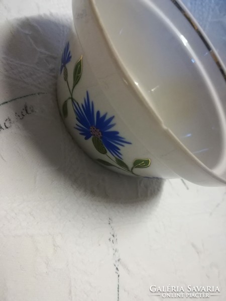 Porcelán teás készlet, búzavirágos mintával