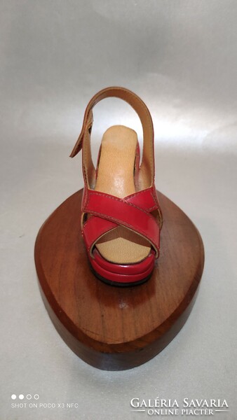 Antique old shoemaker cobbler exam work mini shoe female model on wooden sole