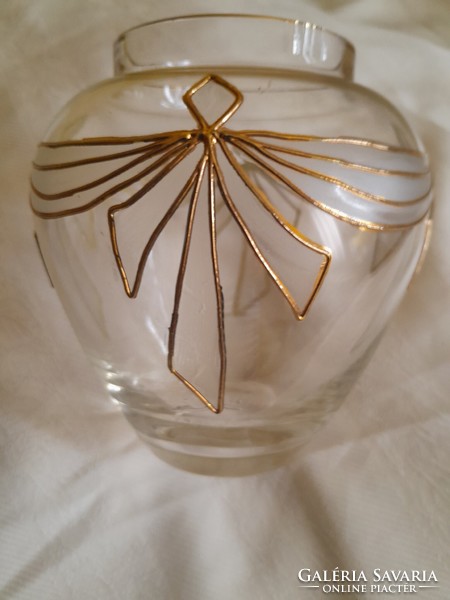 Gold-plated elegant glass vase 16 cm