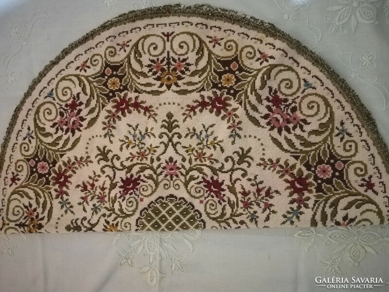 Antique machine tapestry embroidered large tablecloth. 63cm x 66cm