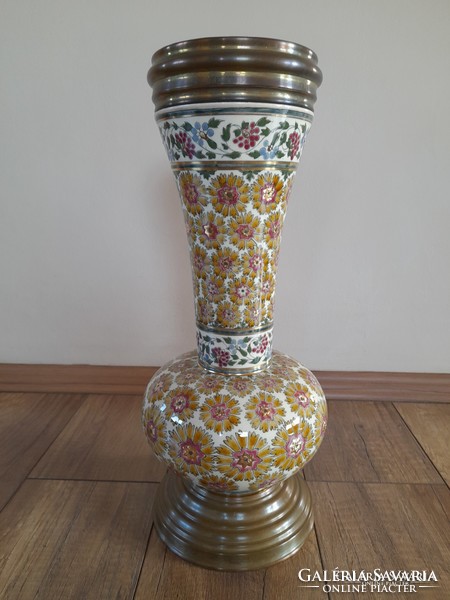 Antik Zsolnay szegfű mintás nagy váza
