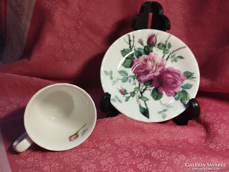 English rose porcelain coffee cup with bottom