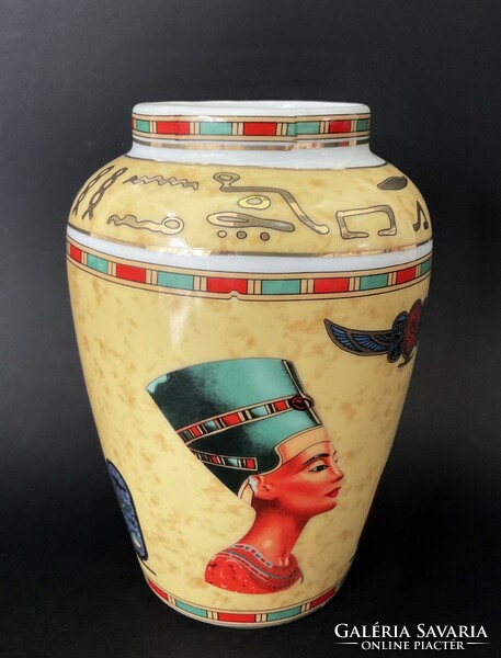 Egyptian showcase porcelain vase with pharaonic decoration