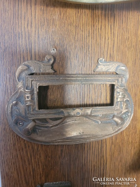 Antik Szecessziós réz ajtó névtábla tartó