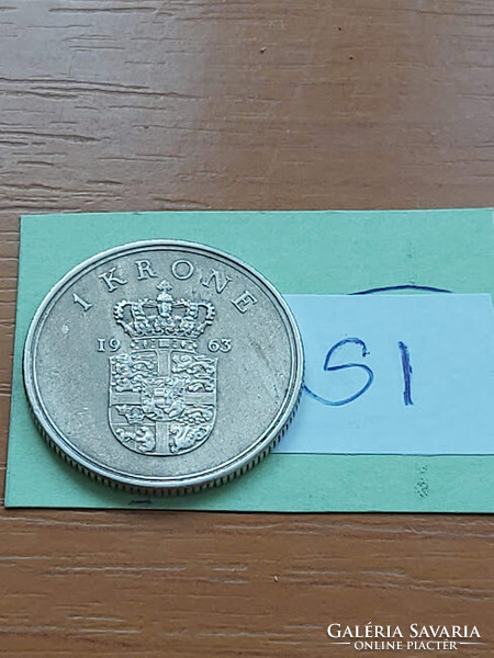 Denmark 1 kroner 1963 ix. King Frederick, copper-nickel si