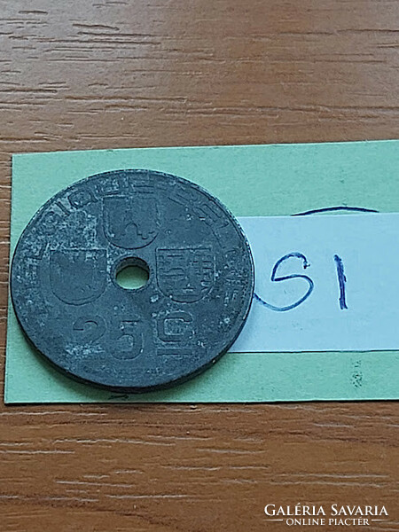 Belgium belgique - belgie 25 centimes 1943 ww ii. Zinc, iii. King Leopold si