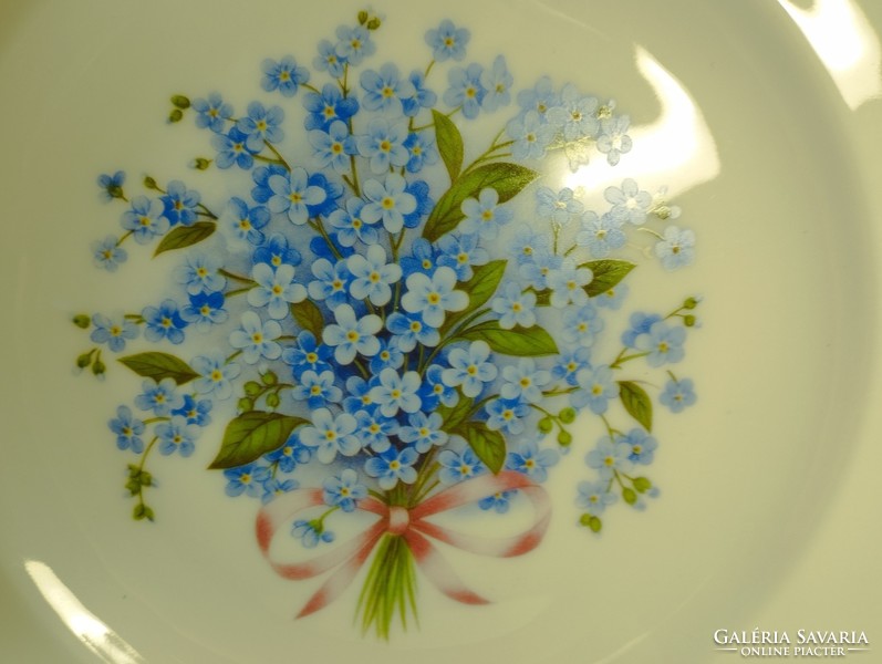 6 db. porcelán süteményes tányér, kék százszorszép