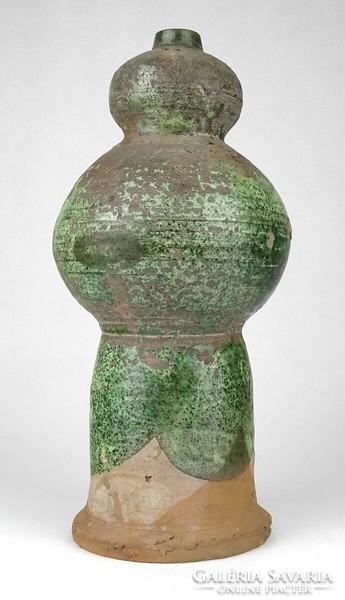 1N653 antique green glazed Székely terracotta pediment decoration - Szolokma Maros county 27 cm
