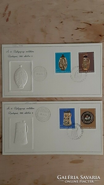 In commemoration of the 41st Stamp Day, 1968 with two first-day stamps, commemorative sheet with stamp