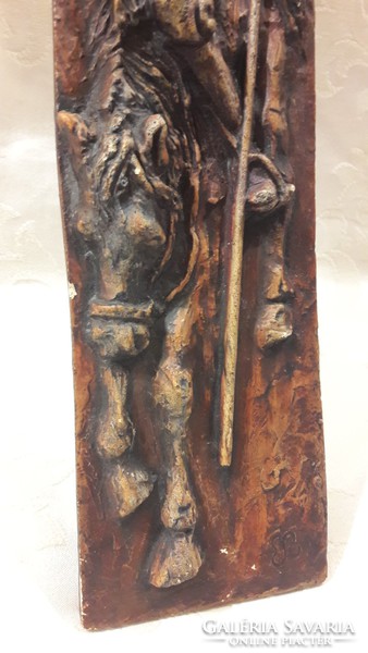 Jelzett kisplasztika Don Quijote 45 cm x 11 cm
