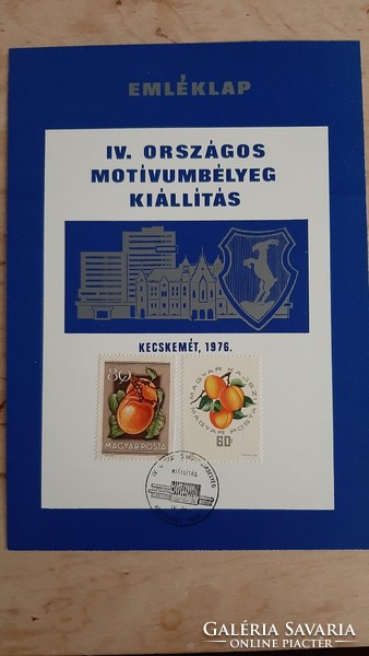 Arc. National motif stamp exhibition 1976 commemorative sheet Kecskemét with first day stamping and stamp