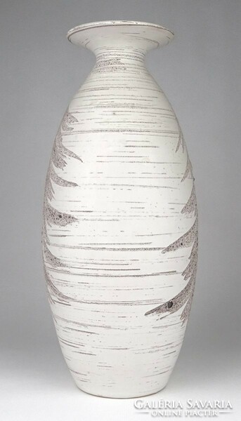 1N528 Retro nagyméretű jelzett fehér kerámia váza 29 cm
