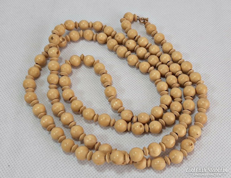 Brown wooden bead necklace
