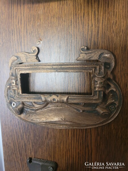 Antik Szecessziós réz ajtó névtábla tartó