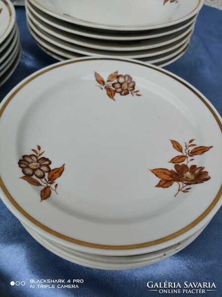 Régi barna virágmintás Zsolnay tányér
